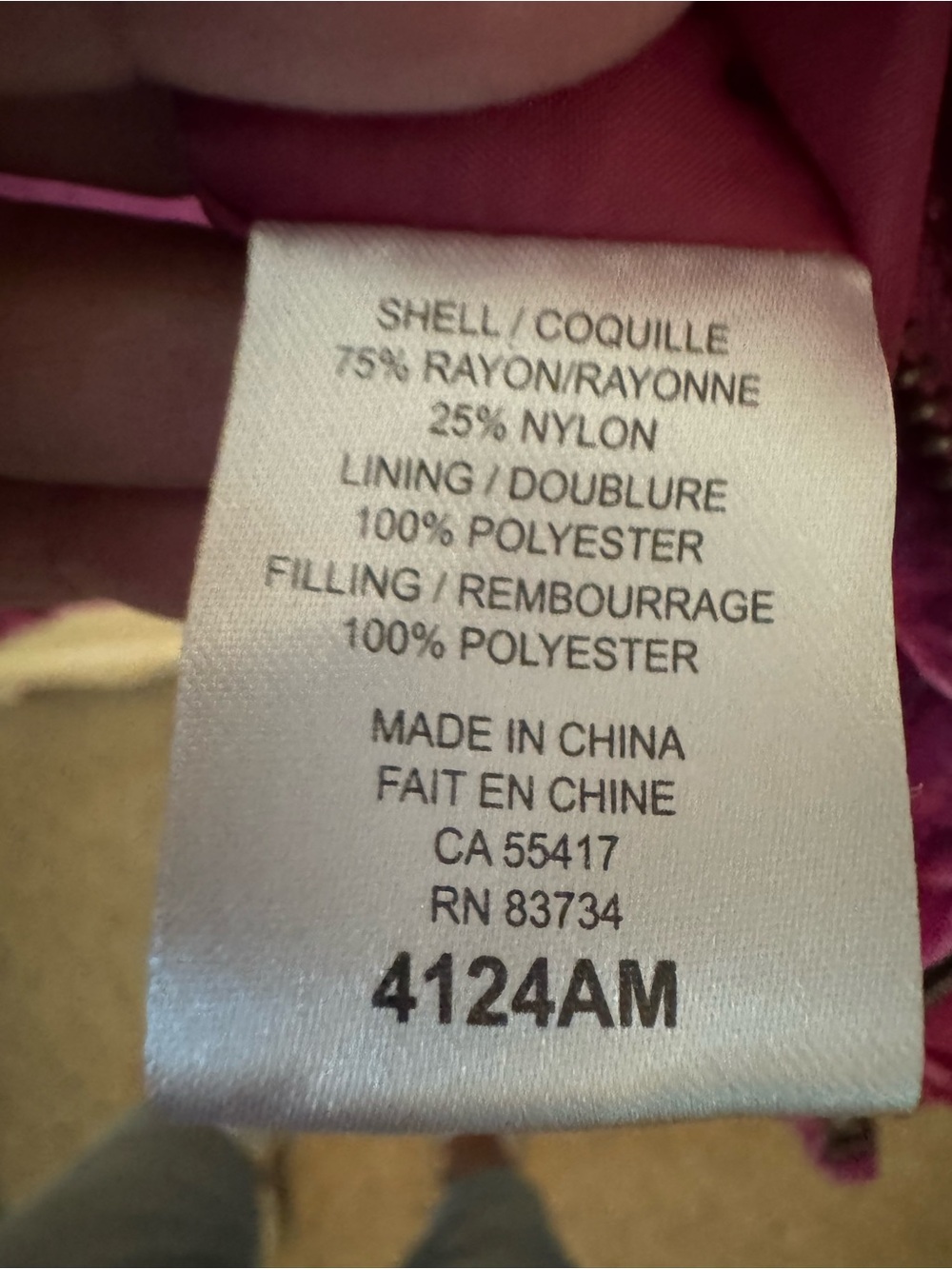 Women's Velvet Puffer Jacket - Raspberry - Picture 4 of 5